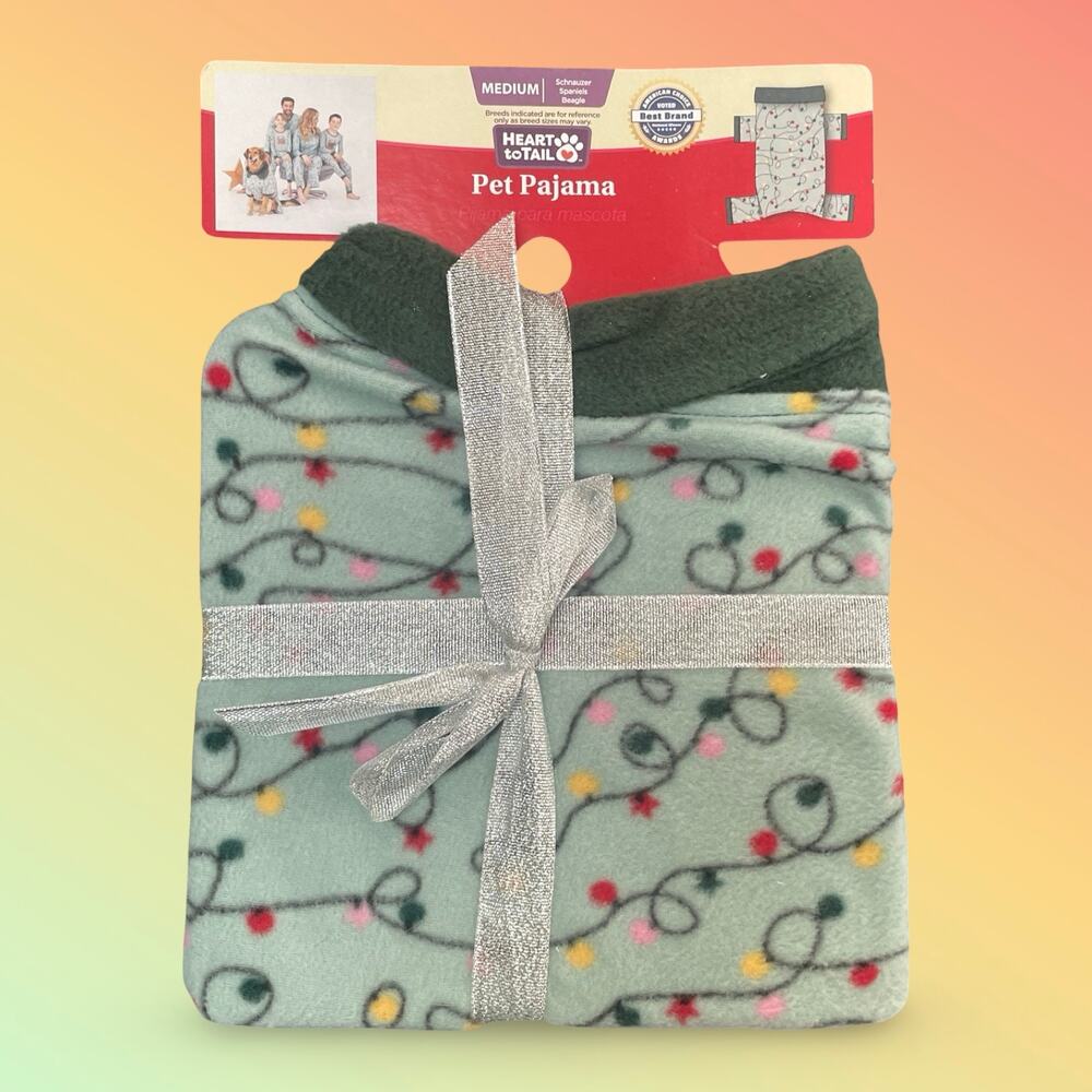 Heart to Tail Christmas Holiday Pet Dog Pajama Medium Green Fleece Beagle NWT